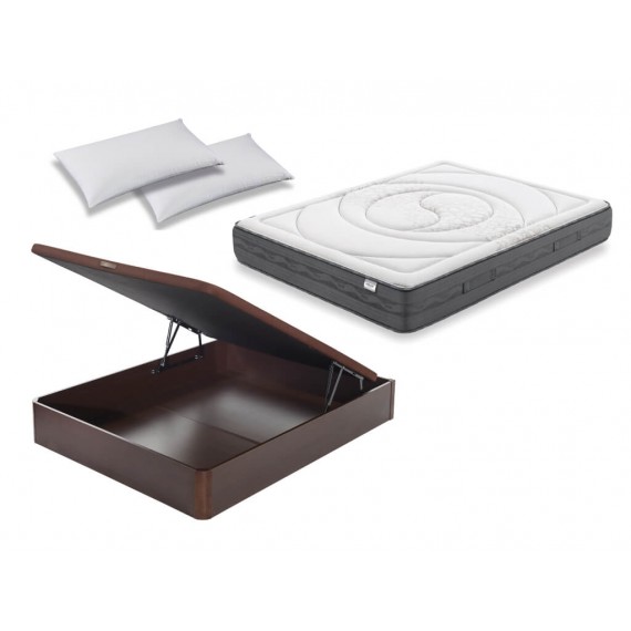 Pack canapé madera 19 y colchón Flex Garbí Visco con almohada