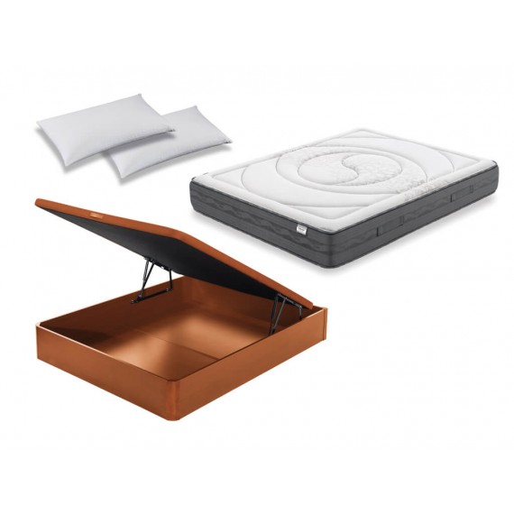 Pack canapé madera 19 y colchón Flex Garbí Visco con almohada