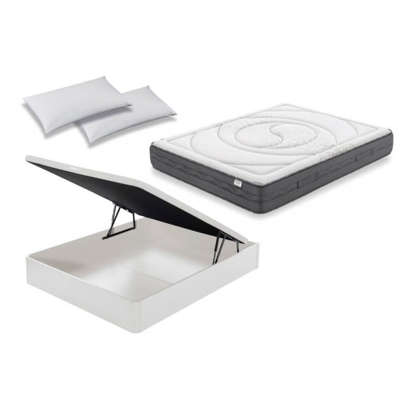 Pack canapé madera 19 y colchón Flex Garbí Visco con almohada