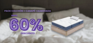 Disfruta de un descuento de hasta un 60% en packs colchón, canapé abatible y almohada